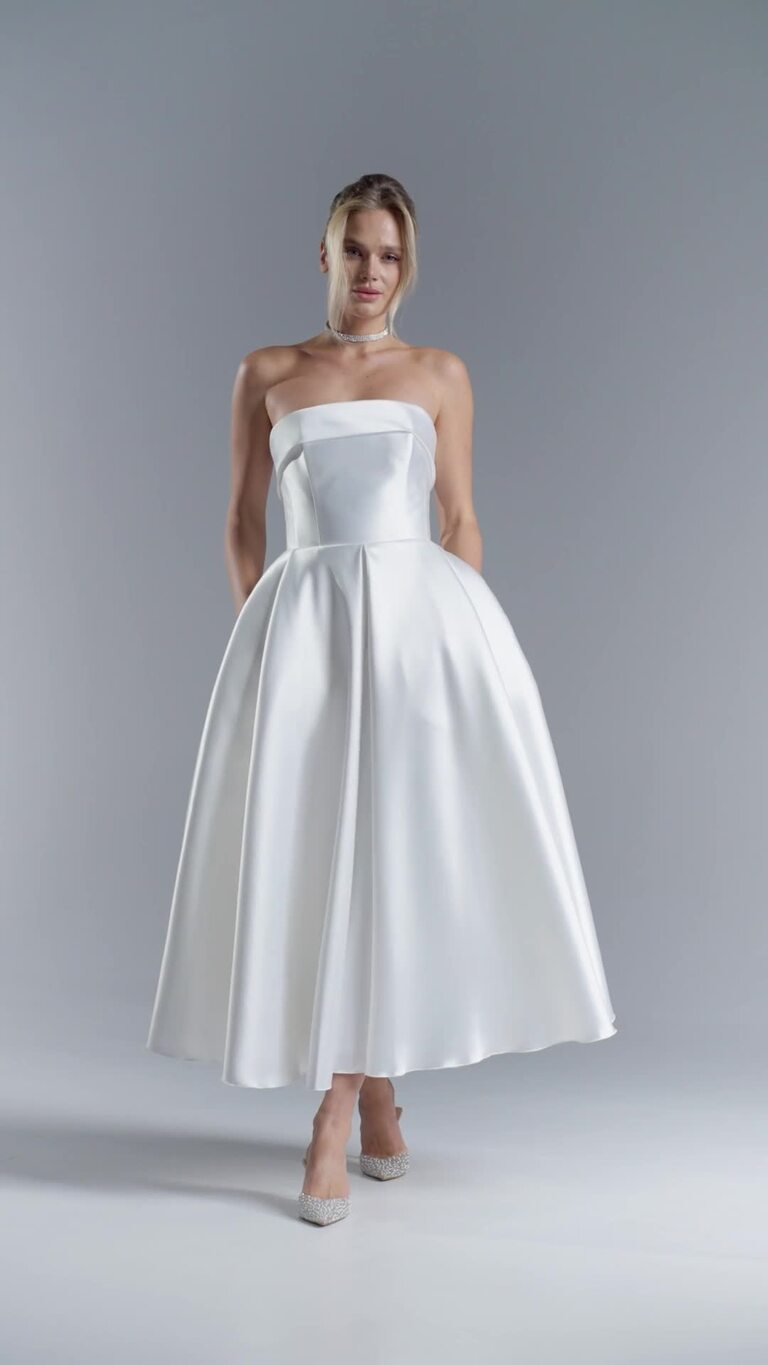 Sophie midi preview video # 2 Sophie Strapless Midi A-Line Wedding Dress