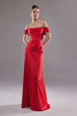 Riley Red Satin Off-Shoulder Dress with Slit preview photo # 4