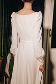 Camalia Boat Neck Crepe Long Sleeve Wedding Dress preview photo # 11