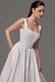 Casia Basque Waist Satin A-Line Dress with Pockets preview photo # 5