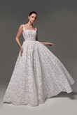 Ruta Square Neck Floral Lace A-Line Wedding Dress preview photo # 12