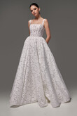 Ruta Square Neck Floral Lace A-Line Wedding Dress preview photo # 13