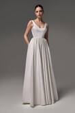 Barbara Minimalist Satin A-Line Wedding Dress with Pockets preview photo # 9