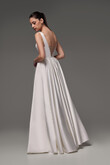 Barbara Minimalist Satin A-Line Wedding Dress with Pockets preview photo # 15