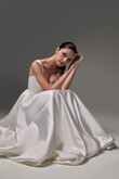 Barbara Minimalist Satin A-Line Wedding Dress with Pockets preview photo # 13