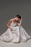 Barbara Minimalist Satin A-Line Wedding Dress with Pockets preview photo # 14