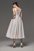 Barbara Midi Ivory Satin Corset Wedding Dress preview photo # 13