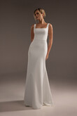Bethany Minimalist Square Neck Crepe Wedding Dress preview photo # 3
