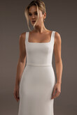 Bethany Minimalist Square Neck Crepe Wedding Dress preview photo # 5