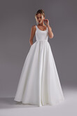 Barbara Minimalist Satin A-Line Wedding Dress with Pockets preview photo # 1