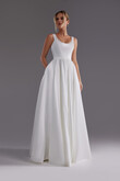 Barbara Minimalist Satin A-Line Wedding Dress with Pockets preview photo # 4