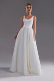 Barbara Minimalist Satin A-Line Wedding Dress with Pockets preview photo # 3