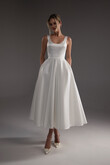 Barbara Midi Ivory Satin Corset Wedding Dress preview photo # 3