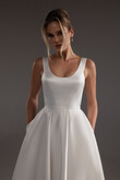 Barbara Midi Ivory Satin Corset Wedding Dress preview photo # 4