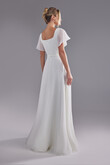 Edda Minimalist Crepe Wedding Dress with Chiffon Sleeves preview photo # 5