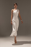 Julia Ivory Satin One-Shoulder Column Midi Dress preview photo # 4