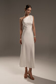 Julia Ivory Satin One-Shoulder Column Midi Dress preview photo # 6