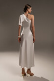 Julia Ivory Satin One-Shoulder Column Midi Dress preview photo # 7