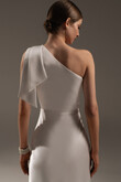 Julia Ivory Satin One-Shoulder Column Midi Dress preview photo # 8