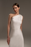 Julia Ivory Satin One-Shoulder Column Midi Dress preview photo # 9