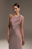 Julia Powder Satin One-Shoulder Column Midi Dress preview photo # 4