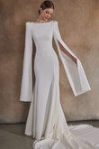 Ashley Crepe Wedding Dress with Cape Sleeves preview photo # 8