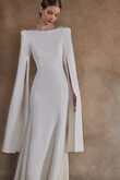 Ashley Crepe Wedding Dress with Cape Sleeves preview photo # 11