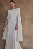 Ashley Crepe Wedding Dress with Cape Sleeves preview photo # 10
