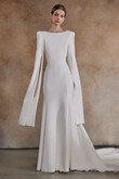 Ashley Crepe Wedding Dress with Cape Sleeves preview photo # 9
