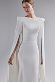 Ashley Crepe Wedding Dress with Cape Sleeves preview photo # 4