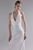 Athena Silk Satin Slip Wedding Dress with Shawl preview photo # 3