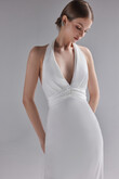 Athena Silk Satin Slip Wedding Dress with Shawl preview photo # 4