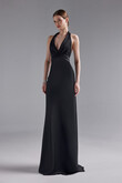 Athena Black Silk Satin Slip Dress with Shawl