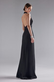 Athena Black Silk Satin Slip Dress with Shawl preview photo # 4
