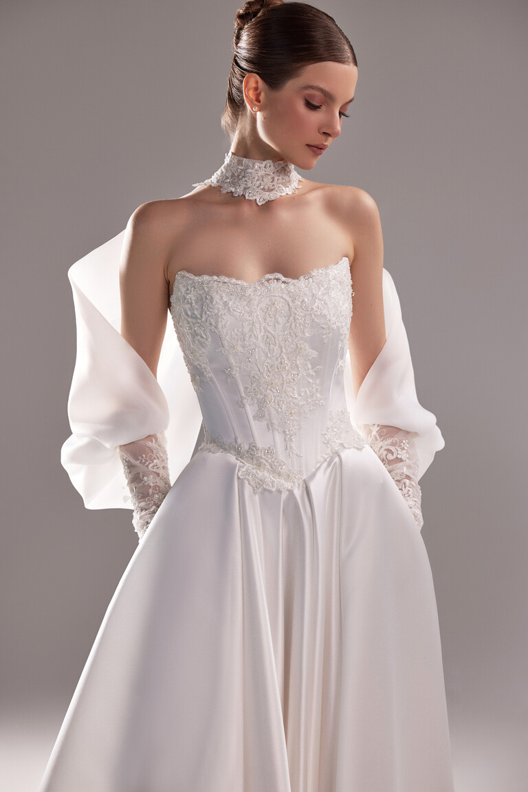 Voluminous Sheer Organza Sleeves Unona Bolero Demna ivory detachable organza sleeves with volume and lace cuff details