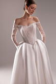 Adore Drop Waist Satin Ball Gown with Lace Corset preview photo # 5