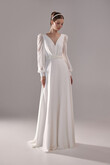 Rita Long Sleeve Crepe and Chiffon Wedding Dress preview photo # 1