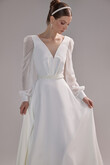 Rita Long Sleeve Crepe and Chiffon Wedding Dress preview photo # 3