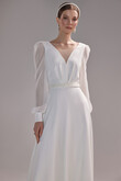 Rita Long Sleeve Crepe and Chiffon Wedding Dress preview photo # 4