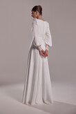 Camalia Boat Neck Crepe Long Sleeve Wedding Dress preview photo # 4