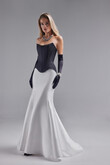 Pina Structured Black and White Evening Dress