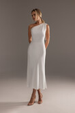 Julia Ivory Satin One-Shoulder Column Midi Dress