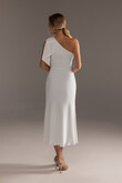 Julia Ivory Satin One-Shoulder Column Midi Dress preview photo # 3