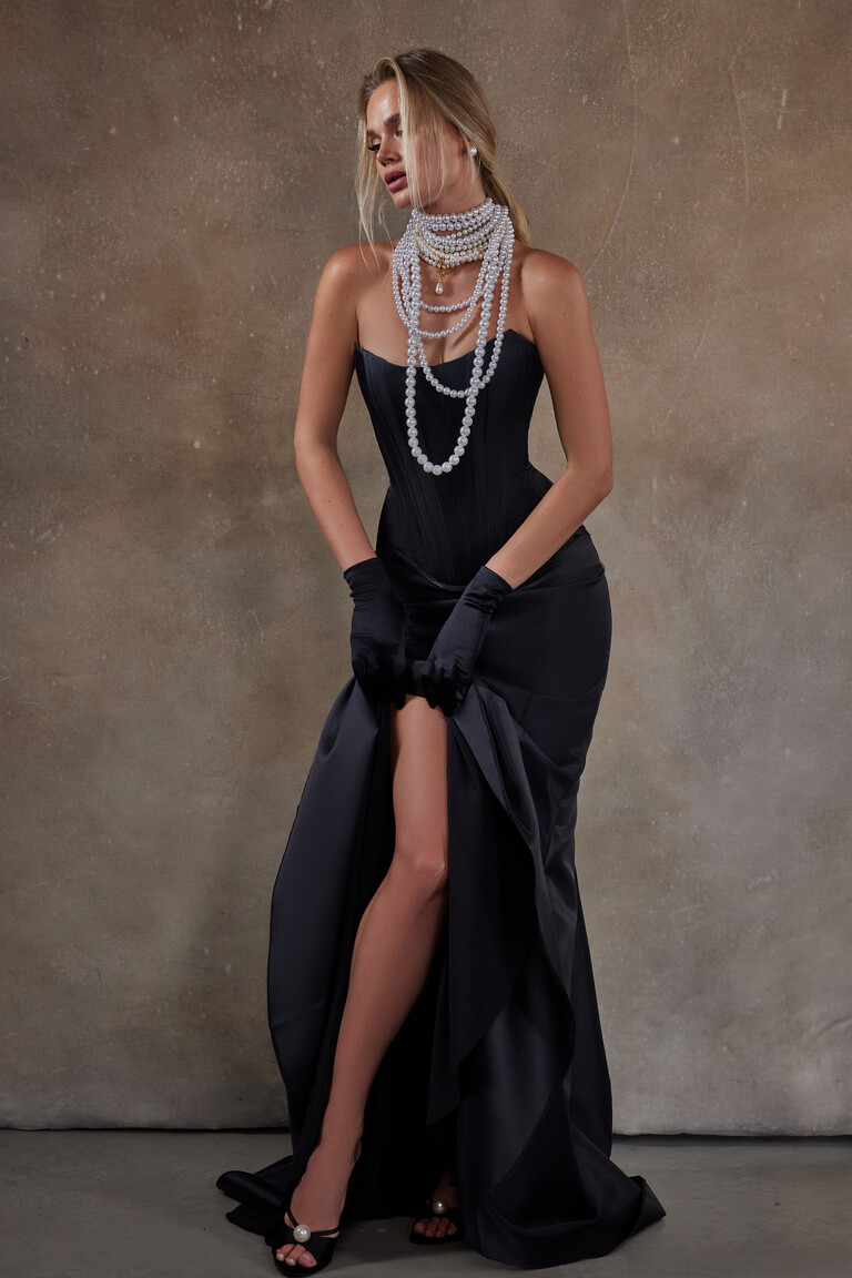 Pina Black Mikado Formal Dress