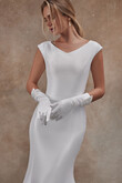 Harper Cap Sleeve Crepe Mermaid Wedding Dress preview photo # 6