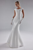 Harper Cap Sleeve Crepe Mermaid Wedding Dress preview photo # 1