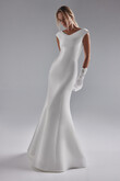 Harper Cap Sleeve Crepe Mermaid Wedding Dress preview photo # 3