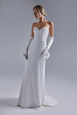 Adeline Strapless Crepe Fit-and-Flare Wedding Dress preview photo # 3