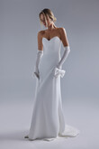 Adeline Strapless Crepe Fit-and-Flare Wedding Dress preview photo # 4