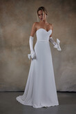 Adeline Strapless Crepe Fit-and-Flare Wedding Dress preview photo # 8